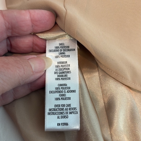 Casual Corner Women's Tan Top with Sheer Sleeves & Empire Waist - Picture 6 of 11